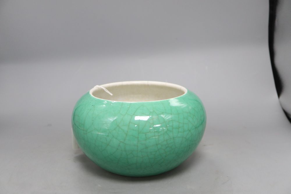 A 19th century Chinese green crackleglaze bowl, height 13cm